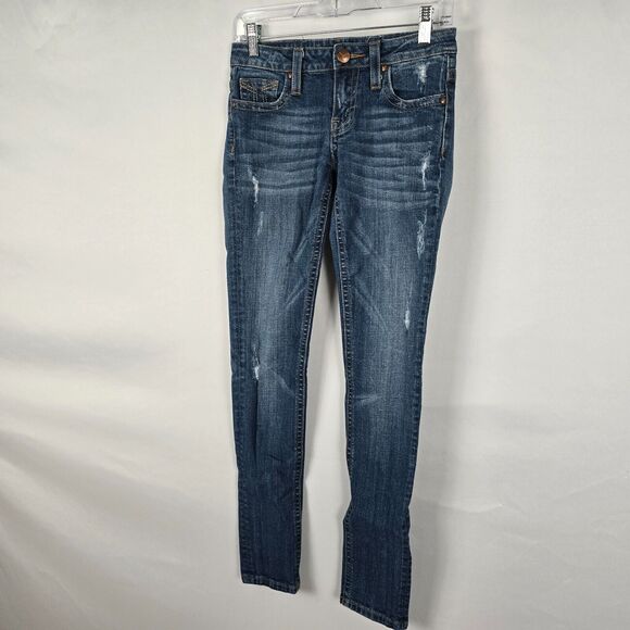 Vigoss Studio Jeans Women's 1/2 26 Blue Slight Distressed Skinny Medium Wash - Picture 14 of 16